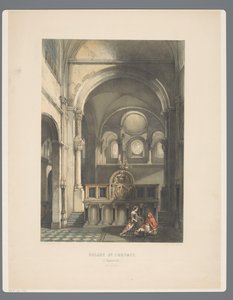 الجزء الداخلي من Sint-Servaasbasiliek te Maastricht كنيسة St Servais ، في Maestricht (الجانب الغربي) (العنوان على الجسم) الآثار القديمة للعمارة من القرن الحادي عشر إلى القرن الثالث عشر في ليمبورغ (عنوان السلسلة) بواسطة الكسندر شيبكنز