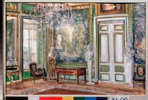قاعة نسيج قصر كوسكوفو للكونت شيريميتيف - عمل ألكسندر فالنتينوفيتش سريدين (سردين) (1872-1934) ، غواش على ورق بواسطة الكسندر سريدين