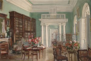 داخل المكتبة في ملكية جوليتسين نيكولو أوريوبينو ، 1910 بواسطة الكسندر فالنتينوفيتش سريدين