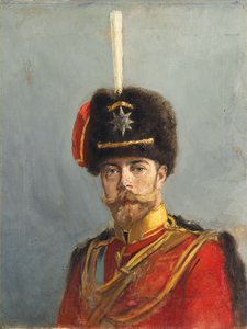 دراسة لصورة للإمبراطور نيكولاس الثاني ، رئيس فوج الحرس حصار ، ج 1908 بواسطة ألكسندر فلاديميروفيتش ماكوفسكي