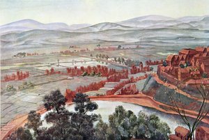 أنتاناناريفو ، منظر لقصر الملكة ، من رسومات ولوحات أفريقية ، تم تنفيذه خلال رحلة سيتروين سنتر أفريقيا ، البعثة الثانية Haardt Audouin-Dubreuil ، حانة. باريس ، 1927 (اللون ل بواسطة ألكسندر ياكوفليف