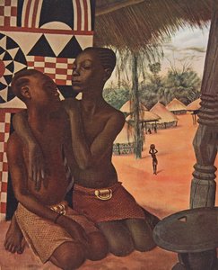 تيتي ونارانغي ، بنات الشيف إكي بوندو (أوت أويل) (Lune dune mere Mangbetou ، lautre dune mere Matchaga) ، من رسومات ولوحات أفريقية ، تم إعدامهما خلال رحلة Citroen Centre Afr بواسطة ألكسندر ياكوفليف