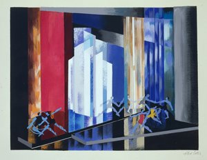 مجموعة تصميم لباليه ، رسم توضيحي من "Maquettes de Theatre" من تأليف Alexandra Exter ، نُشر في عشرينيات القرن الماضي (litho)