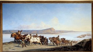 سحب "" عقبة الخيول التي تخدم مصاعد القوارب على نهر الرون "لوحة رسمها ألكسندر دوبيسون (1805-1870) 1843 ليون ، متحف الفنون الجميلة بواسطة الكسندر دوبويسون