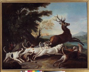 الصيد: "" Debuche du deer "" لوحة فرانسوا ديسبورتس (1661-1743) 1718 صن. 1.1x1.45 م روان ، متحف الفنون الجميلة بواسطة الكسندر فرانسوا ديسبورتس