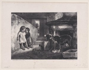 أطفال خائفون من Snarling Dog ، من سلسلة مشاهد الصيد ، 1829. بواسطة الكسندر جابرييل ديكامبس