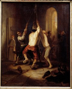 النغمات. الرجال يسحبون الحبل لدق الأجراس. لوحة الكسندر غابرييل ديكامبس (1803-1860) بواسطة الكسندر جابرييل ديكامبس