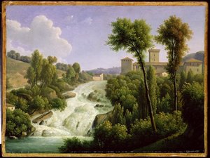 منظر من Ile de Sora فوق شلالات القصر ، c.1822