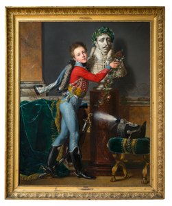 الشاب Vicomte de Laborde مع تمثال نصفي لوالده الميت في Wagram بواسطة الكسندر جان دوبوا دراهونيت