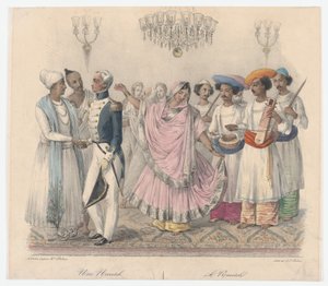 Une Nautch ، من أربع وعشرين لوحة توضيحية للأخلاق الهندوسية والأوروبية في البنغال ، ... ، ١٨٣٢ بواسطة جان جاك بيلنوس