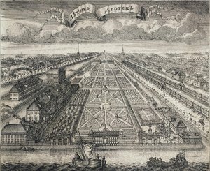 منظر للحدائق الصيفية من نهر نيفا ، 1717