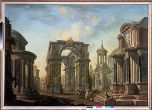 الخيال المعماري. رسم أليكسي إيفانوفيتش بيلسكي (1730-1796). زيت على قماش بواسطة أليكسي إيفانوفيتش بيلسكي