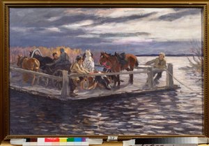 Un vat (A Ferry) - رسم أليكسي ستيبانوفيتش ستيبانوف (1858-1923) ، زيت على قماش ، حوالي عام 1900 - الفن الروسي ، أوائل القرن العشرين - متحف الدولة في الهواء الطلق روستوف كرملين ، روستوف (روسيا) بواسطة أليكسي ستيبانوفيتش ستيبانوف