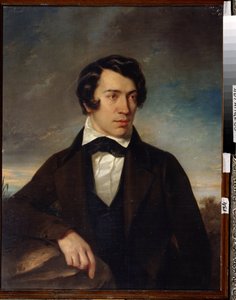 لوحة "بورتريه ذاتي" للرسام أليكسي ستيبانوفيتش خومياكوف (1804-1860) متحف الدولة 1842 عقار أبرامتسيفو ، موسكو بواسطة أليكسي ستيبانوفيتش خومياكوف