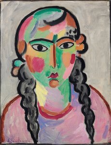 الفتاة الشاحبة ذات الضفائر الرمادية. حوالي عام 1916 بواسطة Alexej von Jawlensky