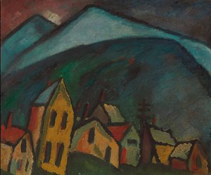 المناظر الطبيعية الجبلية مع المنازل ؛ منظر جبلي مع منازل ، 1912 بواسطة Alexej von Jawlensky