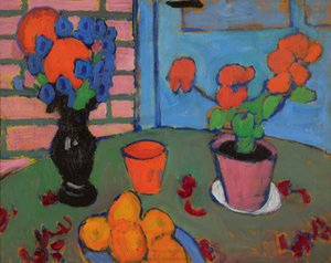 الحياة الساكنة مع الزهور والبرتقال بواسطة Alexej von Jawlensky