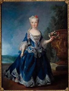 صورة على الأقدام لماري آن فيكتوار ، إنفانتي ملك إسبانيا (1718-1781) أمام مياه السويسريين في فرساي لوحة لألكسيس سيمون بيل (1674-1734) 1725 شمس. 0،99x1،04 م