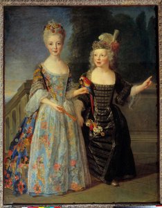 صورة لكاثرين إليونور أوجيني دي بيثيسي (1707-1767) ، أميرة مونتوبان المستقبلية وشقيقها يوجين إليونور (1709-1781) ، ماركيز مازيريس المستقبلي ، بين 1713 و 1715. لوحة لأليكسيس سيمون بيل (1674-1734)