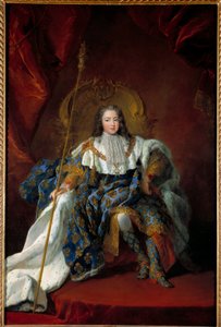 صورة لطفل لويس الخامس عشر (1710-1774) على جسده مغطى بزي وسمات اللوحة المقدسة لألكسيس سيمون بيل (1674-1734) 1723 صن. 2،26 × 1،8 م - صورة لويس الخامس عشر (1710-1774) ، عندما كان طفلًا على عرشه مرتديًا فستان التتويج - باي