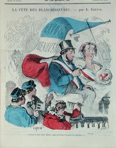 رسم كاريكاتوري يصور "Fete des Blanchisseuses" ، محفور بواسطة Gillot ، حوالي 1860 (نقش ملون) بواسطة ألفريد (بعد) جريفين