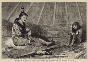 Esquimaux امرأة وطفل في Lievely (أو Godhavn) في جزيرة ديسكو بواسطة ألفريد تشانتري كوربولد
