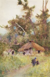 يوم عاصف في اليابان ، حوالي عام 1889 (ألوان مائية على ورق) بواسطة ألفريد إيست