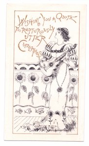 بطاقة معايدة من العصر الفيكتوري للجمالية تعزف على الكمان ، c.1881 (أحادية اللون) بواسطة ألفريد جراي