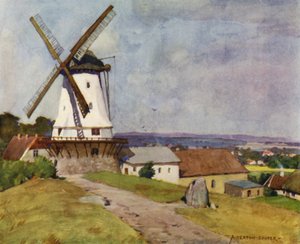 الدنمارك: Dybbol Mill ، Sonderborg ، في ساحة المعركة عام 1864 (لون ليثو) بواسطة ألفريد هيتون كوبر