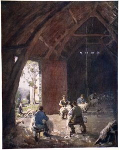 رعي الأغنام ، Esthwaite Hall Farm ، من مجموعة من المطبوعات من الألوان المائية الأصلية ، c.1920 بواسطة ألفريد هيتون كوبر
