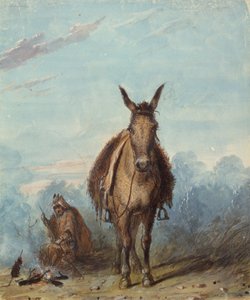 صياد في معسكره الانفرادي ، حوالي عام 1837 (ألوان مائية على ورق) بواسطة ألفريد جاكوب ميلر