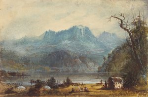 مشهد البحيرة ، جبال وايلد ريفر ، حوالي عام 1837 (ألوان مائية على ورق) بواسطة ألفريد جاكوب ميلر