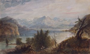 بحيرة ، سلسلة جبال نهر الرياح ، حوالي عام 1837 (ألوان مائية على ورق) بواسطة ألفريد جاكوب ميلر