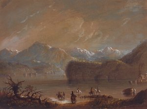 بحيرة ، جبال ويند ريفر ، حوالي عام 1837 (ألوان مائية على ورق) بواسطة ألفريد جاكوب ميلر