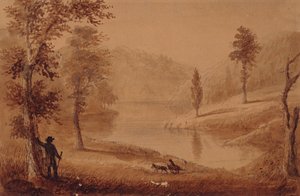 بحيرة البجع ، حوالي عام 1837 (ألوان مائية على ورق) بواسطة ألفريد جاكوب ميلر