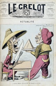 رسم كاريكاتوري عن الخلاف بين تركيا وإنجلترا على مصر - بقلم ألفريد لو بيتيتي ، في "لو غريلو" في 06/08/1892 بواسطة ألفريد لو بيتيت