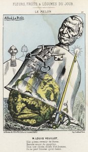 Le Melon: رسم كاريكاتوري عن Louis Veuillot - ill. من 1871/10/03 في "زهور اليوم وفاكهة وخضروات" بواسطة ألفريد لو بيتيت