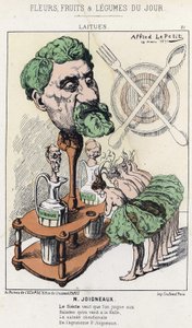 الخس: كاريكاتير على Joigneaux - مريض. من 18/03/1871 في "الزهور والفواكه والخضروات دو جور" بواسطة ألفريد لو بيتيت