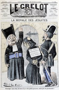 مغزى اليسوعيين "شجعوا! ابني ، في الأعلى هناك صبية صغار ، لكن الدرك! " ، مايو 1883 (نقش) بواسطة ألفريد لو بيتيت