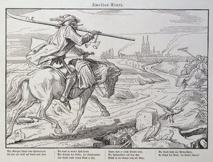 Death Rides to Town ، اللوحة 2 من `` Another Dance of Death &39;&39; التي نشرها جورج ويجاند في لايبزيغ ، 1849