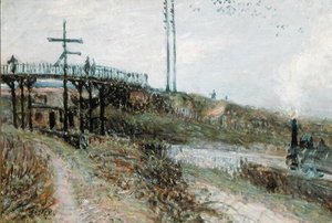 جسر المشاة فوق السكة الحديد في سيفر ، حوالي 1879 بواسطة الفريد سيسلي