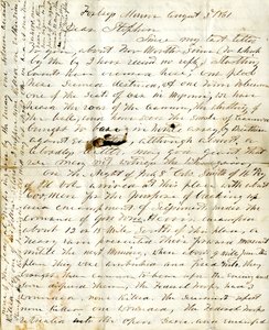 رسالة [ألفريد وارنر] إلى ستيفن ، 3 أغسطس ، 1861 بواسطة ألفريد وارنر