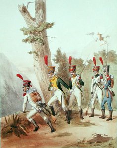 القوات الفرنسية ، نقشها غوستاف ديفيد (1824-1891) 1810 (ليثو) بواسطة ألفريد دي (بعد) ماربوت