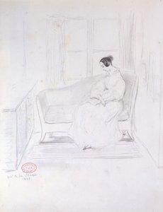 جورج ساند (1804-1876) ، قراءة على أريكة بجانب النافذة ، 1833