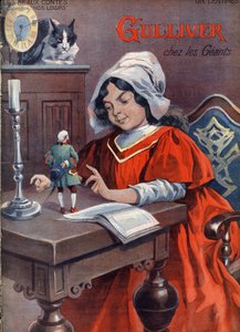 جاليفر في العمالقة (Brobdingnag). حكاية جوناثان سويفت (1667-1745). رسم توضيحي لـ Vaccari و Carrey في مجموعة "" Les beaux tales "" "Nos loisirs" "" حوالي عام 1910. مجموعة خاصة.