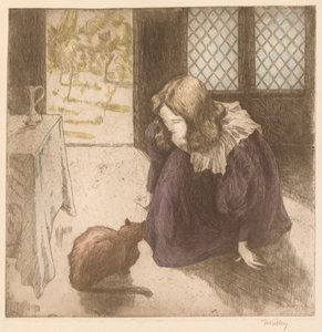 الجزء الداخلي ، فتاة صغيرة مع قطة (La Petite fille au chat)