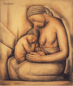 أم هندية ، حوالي 1936 (قلم تلوين على ورق)