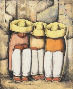 يستريح الهنود ، حوالي 1935 (تمبرا وفحم على البطاقة)