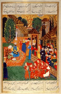 ضابط إنكشاري يجند مطورين للسلطان سليمان الأول (1495-1566) ، من "سليمان نامه" (Mss Hazine. 1517 f.31v) بواسطة علي امير بك