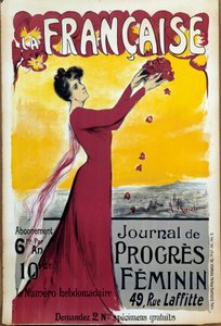 ملصق "La francaise" ، مجلة تقدم المرأة. دعوة للاشتراك. رسم توضيحي لأليس كوب كاسالونجا (1875-1948) 1927 باريس ، متحف الحربين العالميتين. الحقوق محفوظة. بواسطة أليس كوب كاسالونجا